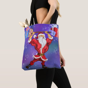 Bolso De Tela Navidades divertidos Tote Bag Bodybuilder Santa Gi
