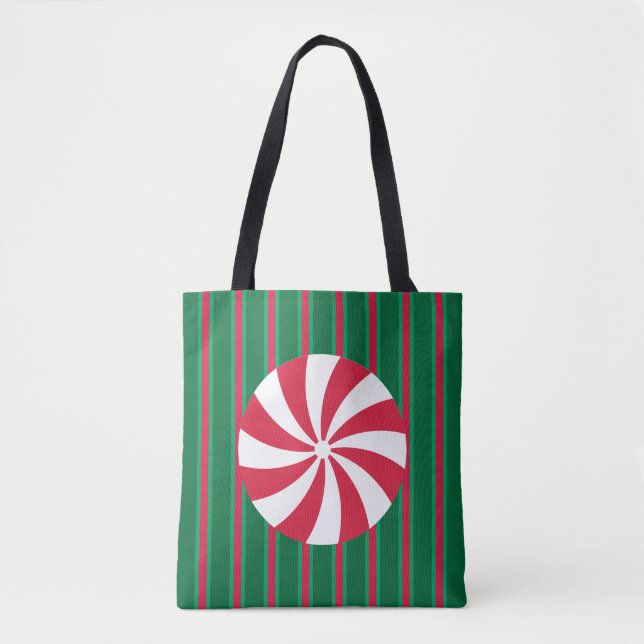 Bolso De Tela Navidades divertidos y aficionados Peppermint Cand (Anverso)