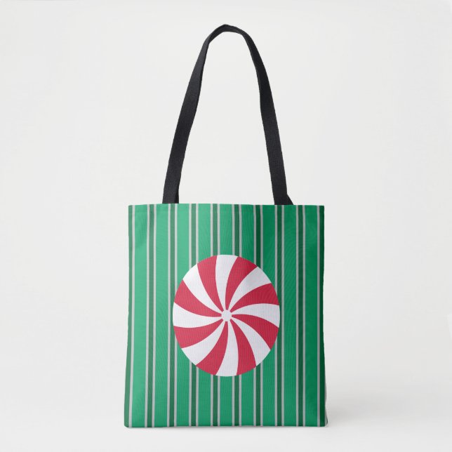 Bolso De Tela Navidades divertidos y aficionados Peppermint Cand (Anverso)