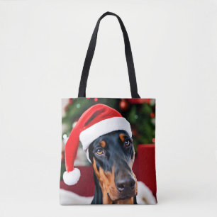 Bolso De Tela Navidades Doberman