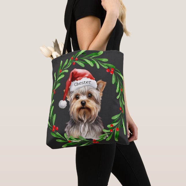 Bolso De Tela Navidades Dog Yorkie Yorkshire Terrier Holidays (Detalle)