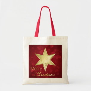 Bolso De Tela Navidades dorados Estrella Red Bokeh