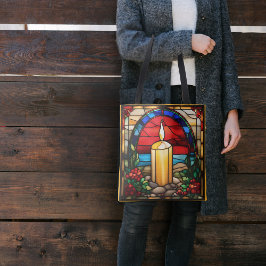 Bolso De Tela Navidades dorados Vela Faux StainGlass