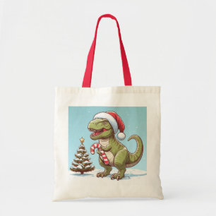 Bolso De Tela Navidades dulces de caña de caramelo dinosaurio
