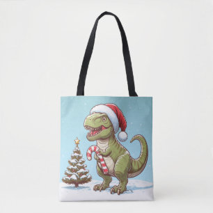 Bolso De Tela Navidades dulces de caña de caramelo dinosaurio