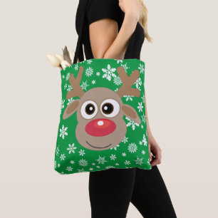Bolso De Tela Navidades dulces Personalizado reno copos de nieve
