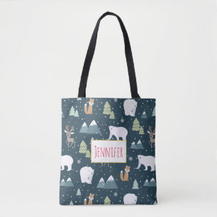Bolso De Tela Navidades educados Animales de Invierno Patrón Rús