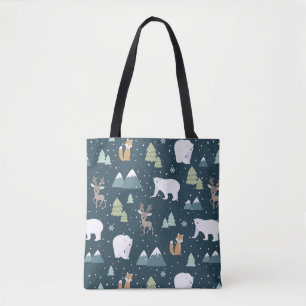 Bolso De Tela Navidades educados Animales de Invierno Patrón Rús