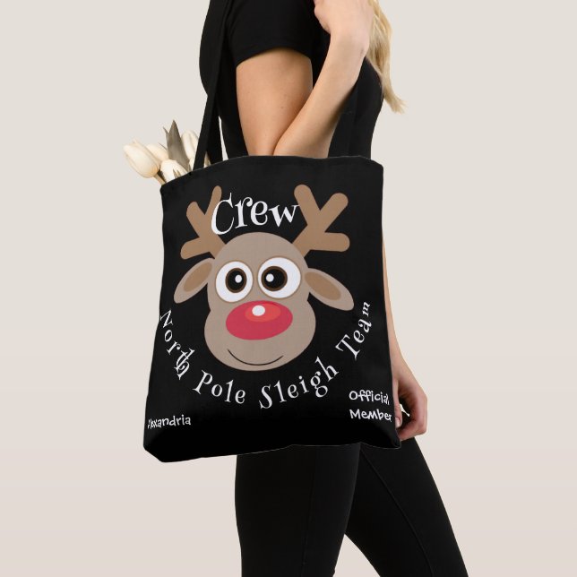 Bolso De Tela Navidades educados Personalizado reno Black Sleigh (Detalle)