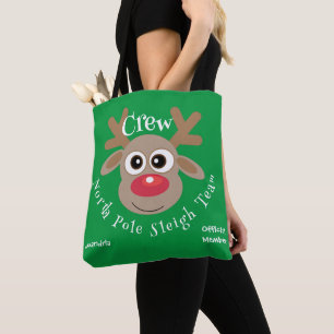 Bolso De Tela Navidades educados Personalizado reno Green Sleigh