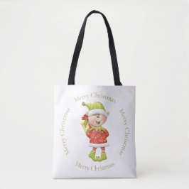 Bolso De Tela Navidades Elf con presente