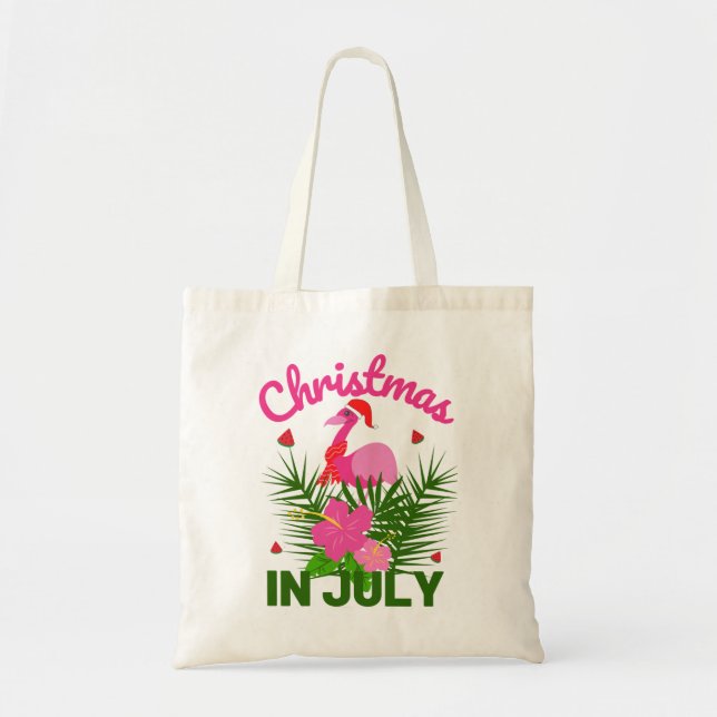 Bolso De Tela Navidades en julio lindo flamingo de verano (Frente)