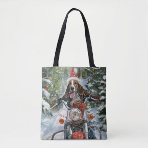 Bolso De Tela Navidades en motocicleta de Bluetick Coonhound Dog
