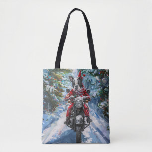 Bolso De Tela Navidades en motocicleta de Boston Terrier Dog Rid
