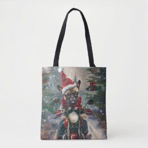 Bolso De Tela Navidades en motocicleta de Bulldog francés