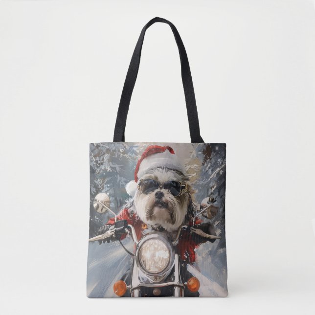 Bolso De Tela Navidades en motocicleta de Malti Tzu (Anverso)