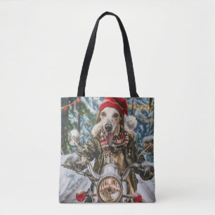 Bolso De Tela Navidades en motocicleta de perros de Greyhound