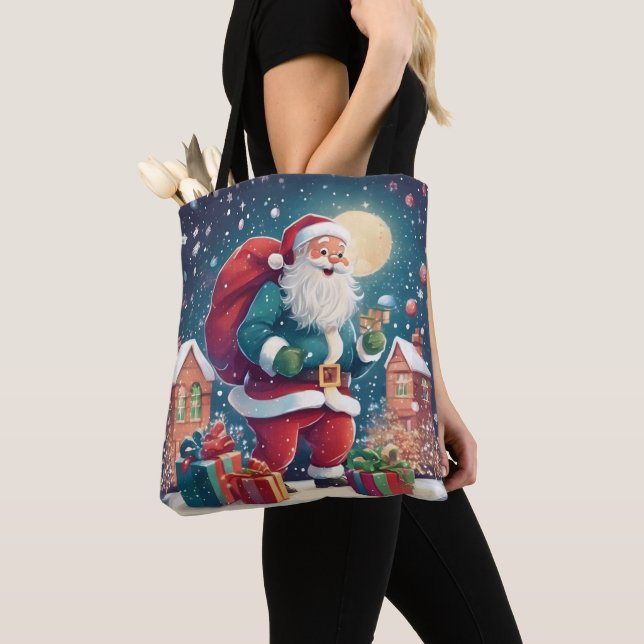Bolso De Tela Navidades Eve Santa Entreging presenta copo de nie (Detalle)