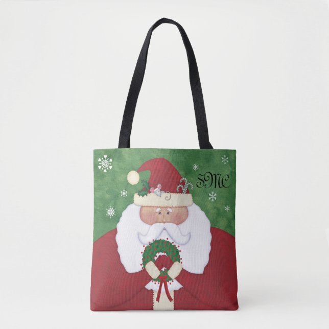 Bolso De Tela Navidades Eve Santa Monograma (Anverso)