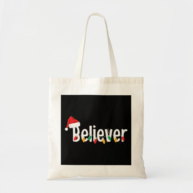 Bolso De Tela Navidades Faith Believer | Luces navideñas de Sant (Frente)