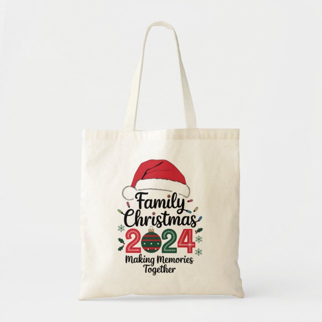 Bolso De Tela Navidades familiares 2024 Reuniendo Recuerdos (Frente)