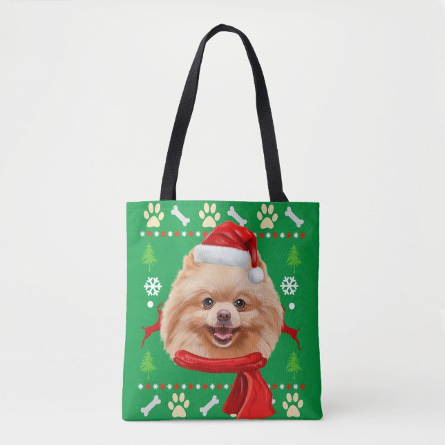 Bolso De Tela Navidades feos de perros de Pomerania (Anverso)