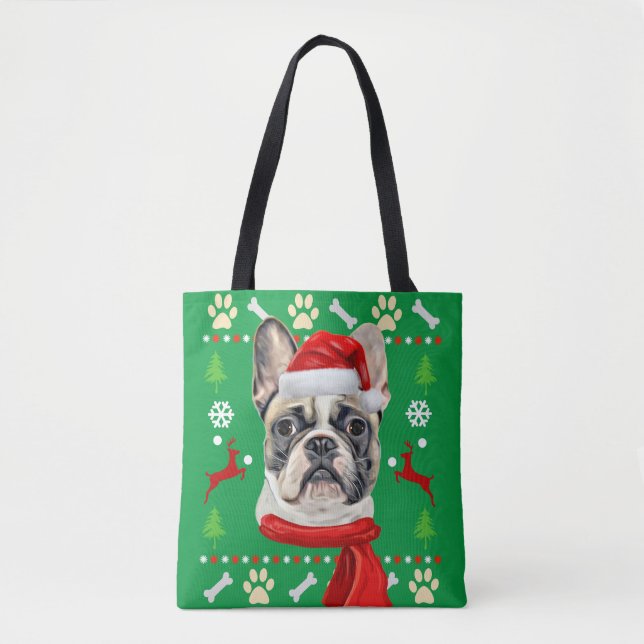 Bolso De Tela Navidades feos del Bulldog francés (Anverso)