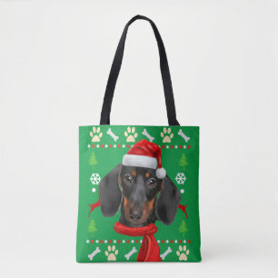 Bolso De Tela Navidades feos del perro de Dachshund
