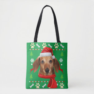 Bolso De Tela Navidades feos del perro de Dachshund