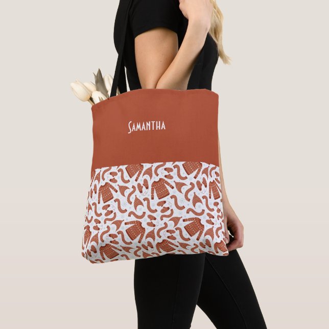 Bolso De Tela Navidades feos Gorra suéter bufanda Blanco rojo (Detalle)