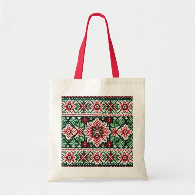Bolso De Tela Navidades/Feria de invierno isla roja y verde (Frente)