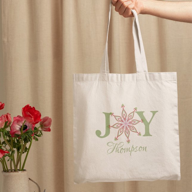 Bolso De Tela Navidades Festividades Típografía de Alegría (Festive Christmas joy typography tote bag with whimsical holiday lettering design.)