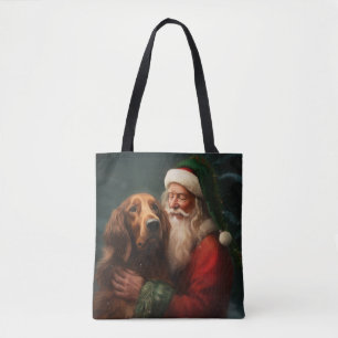 Bolso De Tela Navidades festivos de la Red Setter Santa Claus de