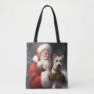 Bolso De Tela Navidades festivos de Wire Fox Terrier Santa Claus