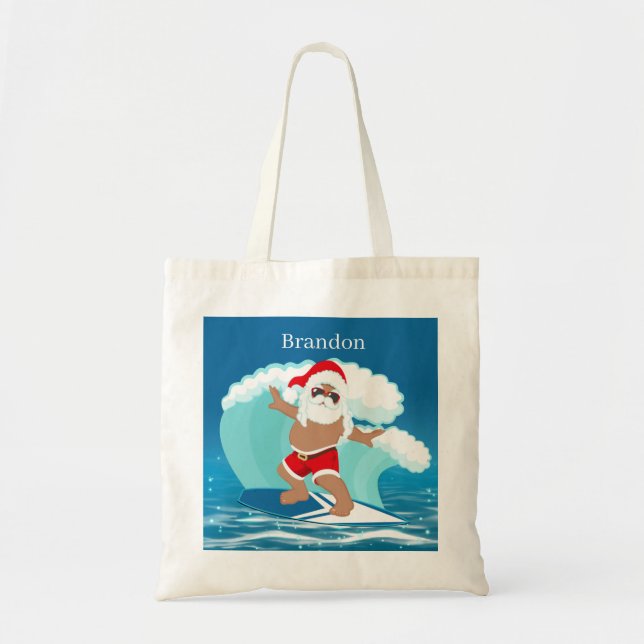 Bolso De Tela navidades festivos playa Santa agregar nombres niñ (Frente)