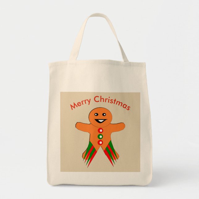Bolso De Tela Navidades Fiesta Gingerbread Man Tote Bag (Frente)