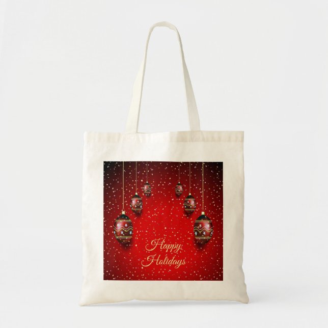 Bolso De Tela Navidades Fiesta Golden Red Winter Holidays Elegan (Frente)