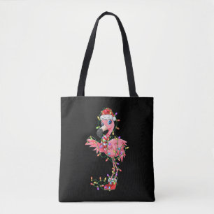 Bolso De Tela Navidades Flamingo Regalos Noches Luces Santa Rosa