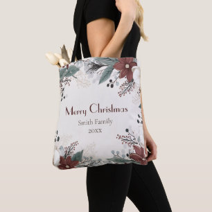 Bolso De Tela Navidades florales De Color Rojo Y Blanco personal