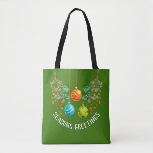 Bolso De Tela Navidades Florales Y Ornamentos