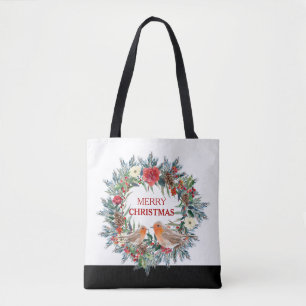 Bolso De Tela Navidades flores correa pájaros robos
