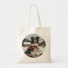 Bolso De Tela Navidades Fronteriza Perro de Collie Snowman