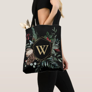 Bolso De Tela Navidades geométricos de oro moderno (Monograma de