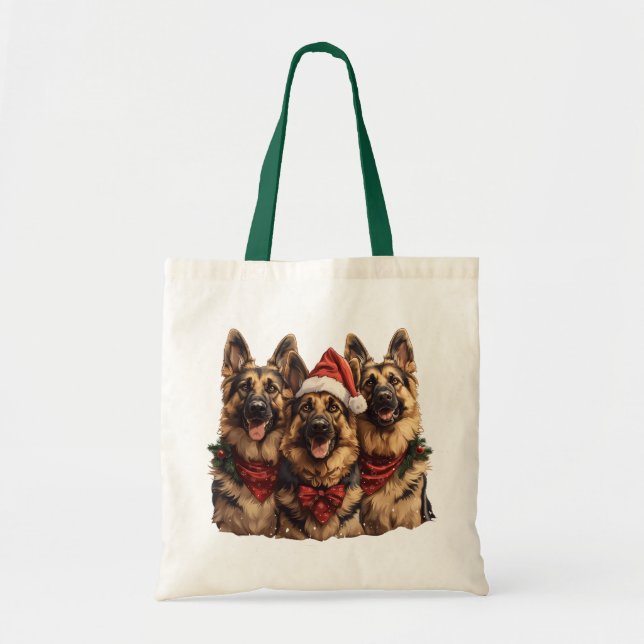 Bolso De Tela Navidades German Shepherd Dogs (Frente)