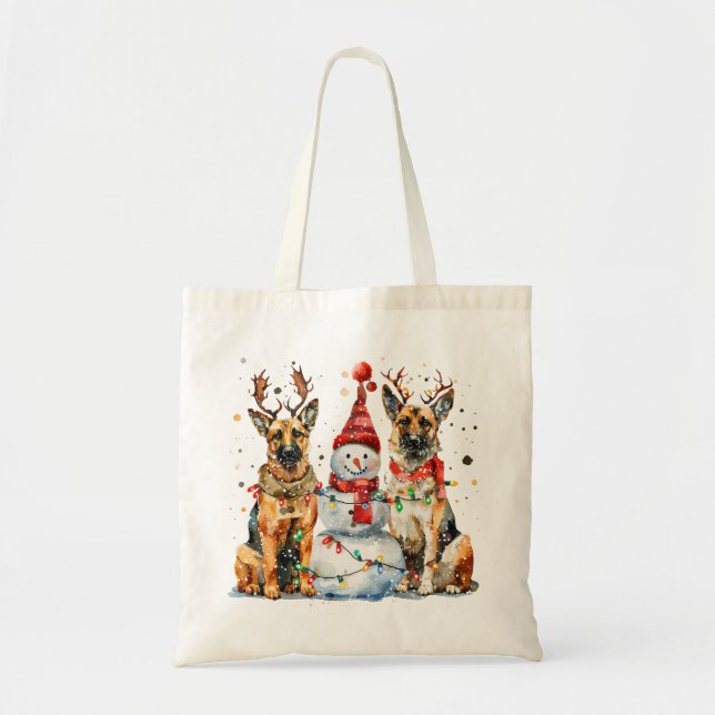 Bolso De Tela Navidades German Shepherd Dogs (Frente)