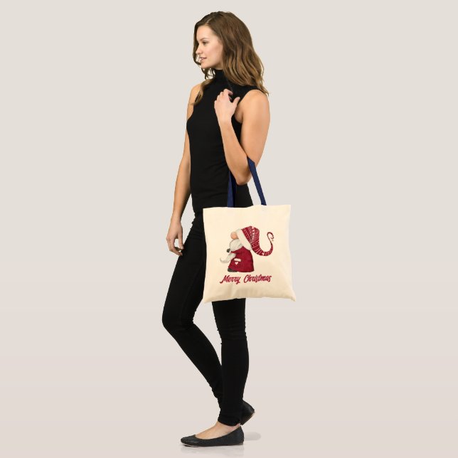 Bolso De Tela Navidades Gnome Merry Christmas Text (Anverso (modelo))