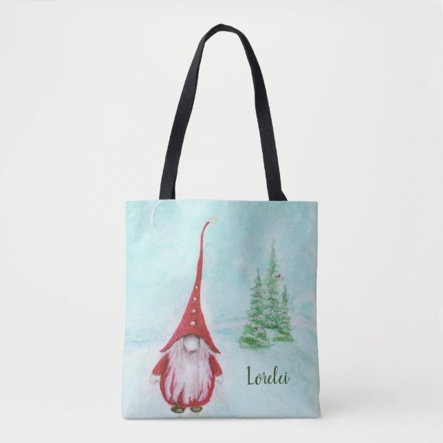 Bolso De Tela Navidades Gnome Personalizado Whimsical Tote Bag (Anverso)