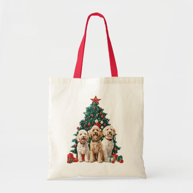 Bolso De Tela Navidades Goldendoodle Dogs (Frente)