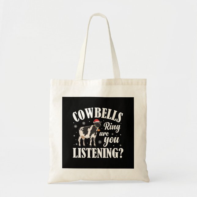 Bolso De Tela Navidades Graciosos Cowbels Ring Cow Lover Xmas (Frente)