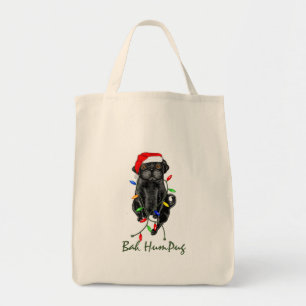 Bolso De Tela Navidades graciosos de Black Pug Dog Bah Humpug